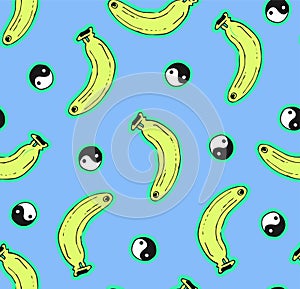 Blue seamless banana pattern