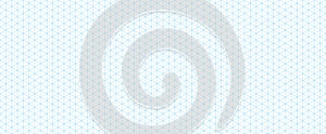 Blue seamless isometric grid paper. Dotted triangular blueprint repeating pattern. Graph guide background for