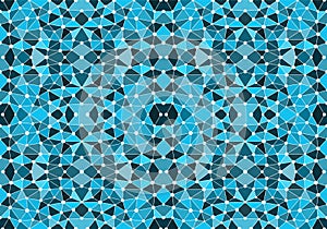 Blue seamless mosaic pattern. Abstract geometric background with triangles and circles for wallpaper and other applications.