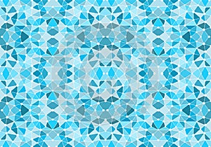 Blue seamless mosaic pattern. Abstract geometric background with triangles and circles for wallpaper and other applications.