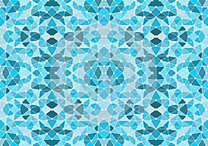 Blue seamless mosaic pattern. Abstract geometric background with triangles and circles for wallpaper and other applications.