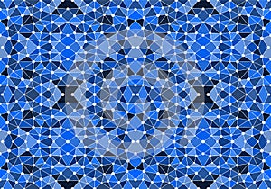 Blue seamless mosaic pattern. Abstract geometric background with triangles and circles for wallpaper and other applications.