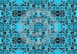 Blue seamless mosaic pattern. Abstract geometric background with triangles and circles for wallpaper and other applications.