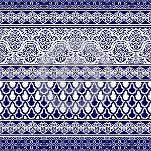 Blue seamless patternwith oriental motif. photo