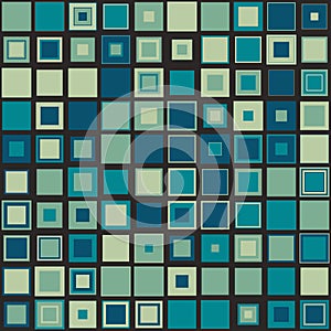 Blue seamless square pattern with simple shapes. Vector illustration