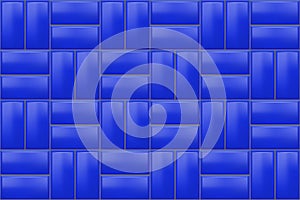 Blue seamless subway tile pattern. Vector metro wall or floor texture