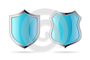Blue secure shield vector icon