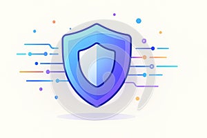 Blue security shield icon. digital data protection and cybersecurity visual representation