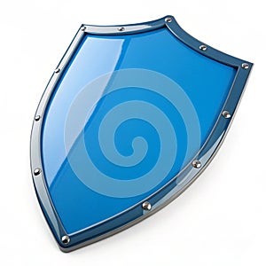 Blue security shield isolated on white background