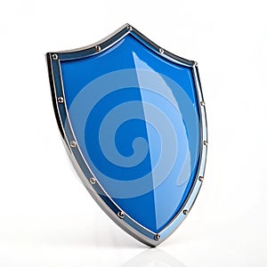 Blue security shield isolated on white background