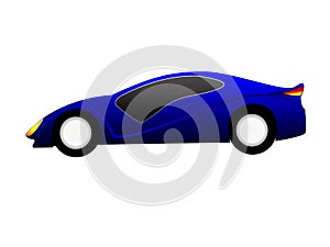 Blue sedan in simple model