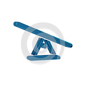 Blue Seesaw icon isolated on transparent background. Teeter equal board. Playground symbol.