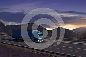 Blue semi truck