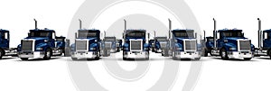 Blue Semi truck fleet