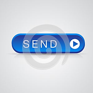 Blue send button, mail mesage vector photo