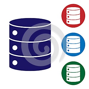 Blue Server, Data, Web Hosting icon isolated on white background. Set icons in color square buttons. Vector