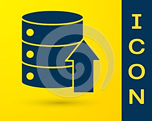 Blue Server, Data, Web Hosting icon isolated on yellow background. Vector Illustration