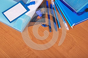 Blue set of office accessories