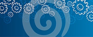Blue settings banner with gears.