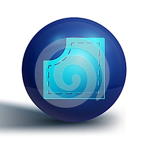 Blue Sewing Pattern icon isolated on white background. Markings for sewing. Blue circle button. Vector Illustration