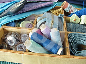 Blue sewing utensils