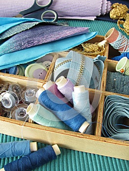 Blue sewing utensils