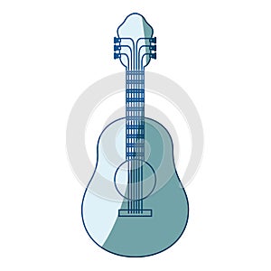 Blue shading silhouette of acoustic guitar