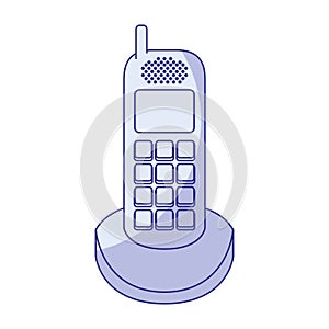 Blue shading silhouette of cordless phone