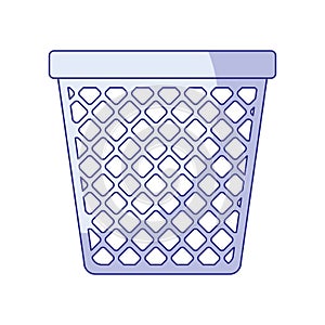 Blue shading silhouette of office trash can
