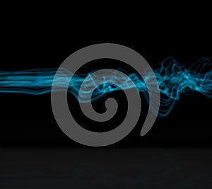 Blue shaky wave design on black