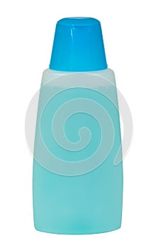 Blue shampoo bottle