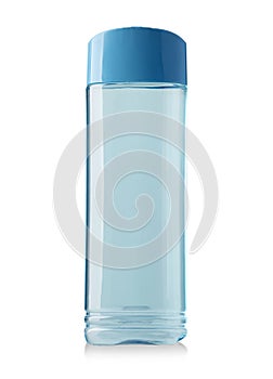 Blue shampoo bottle isolated