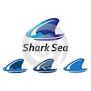 Blue Shark Fin Business Financial Logo Template