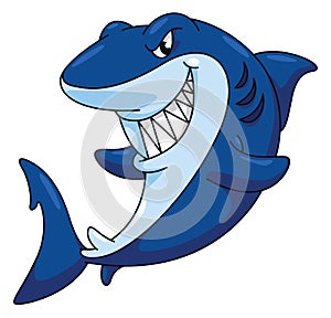 Blue Shark Grins Color Illustration Design