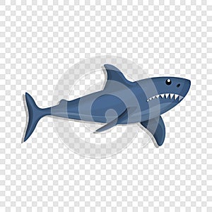 Blue shark icon, cartoon style