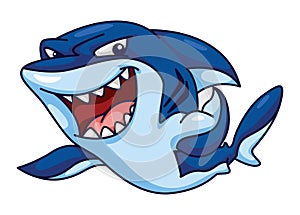 Blue Shark Laughing Color Illustration Design