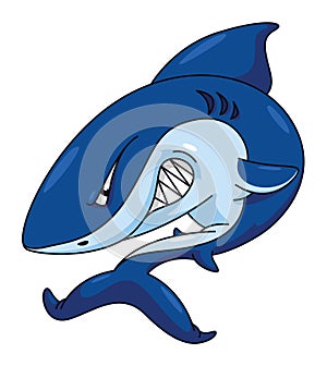 Blue Shark Looks Angry Color Illustration Design