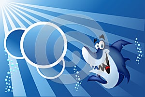Blue shark swimming in blue ocean