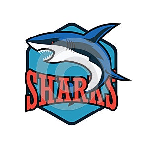 Blue sharks logo with text space for your slogan / tag line