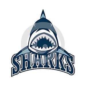 Blue sharks logo with text space for your slogan / tag line