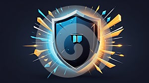Blue Shield with Burst Illustration