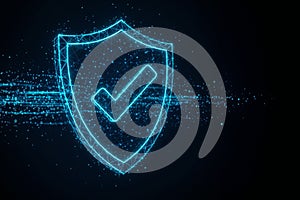 Blue Shield Checkmark Icon - Digital Security & Protection Symbol