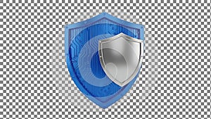 Blue Shield with Circuit Design