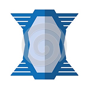 blue shield emblem winged shape geometric badge shadow