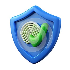 3d render of fingerprint security shield icon
