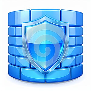 Blue Shield Protecting Brick Wall Digital Security