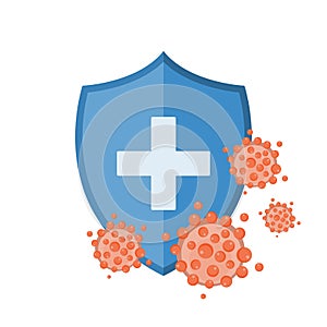 Blue shield protecting from virus germs and bacteria