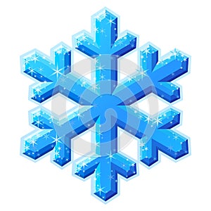 Blue shining snowflake crystal