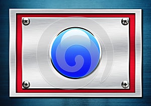 Blue shiny button on metallic
