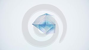 Blue shiny crystal randomly transforming on white glamour background. Quality motion dynamic animated colorful backdrop